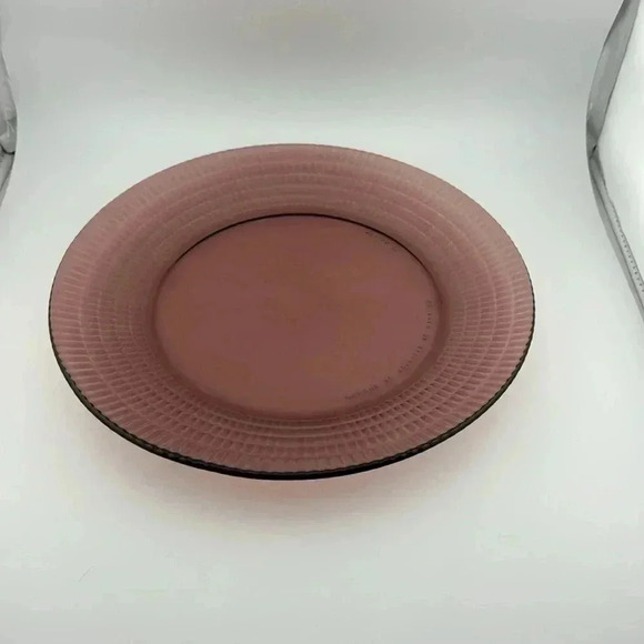 Vintage Fortecrisa Amethyst Purple Plum Glass Dinner Plates Mexico Ribbed Set/6 - Picture 4 of 15